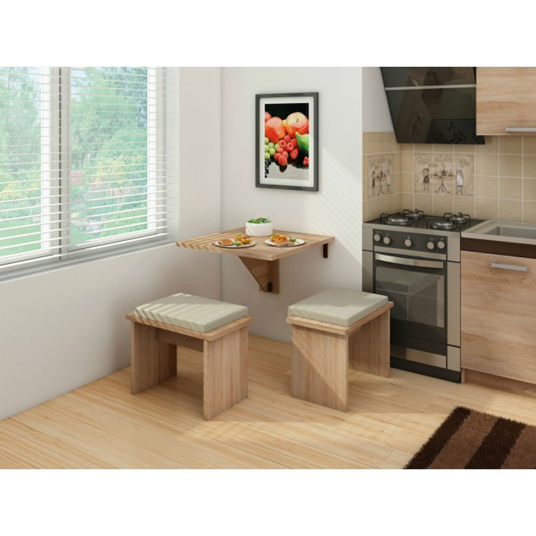 Откидной кухонный стол с двумя табуретами Mesa Plegable 67151-381
